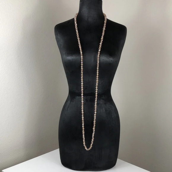 2/$30 Glass Faceted Necklace Aurora Borealis Smoky Sparkle Longline - Picture 11 of 17